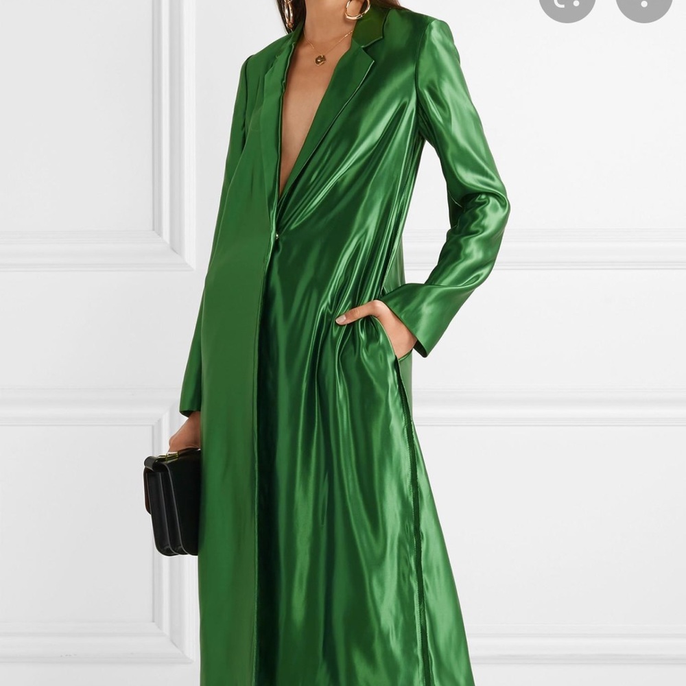 ISO JASON WU GREEN LIQUID SATIN COAT